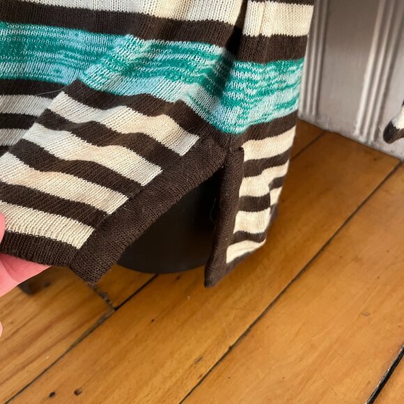 Vintage 70's Striped Hooded Tunic with Bell Sleeves, Size 38 (US S) - Picture 9 of 13